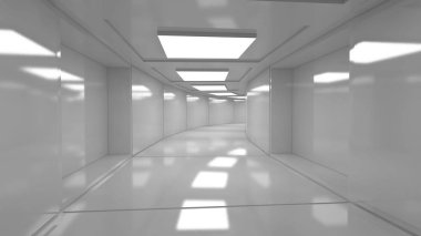3D render. Modern iç scifi mimarisi