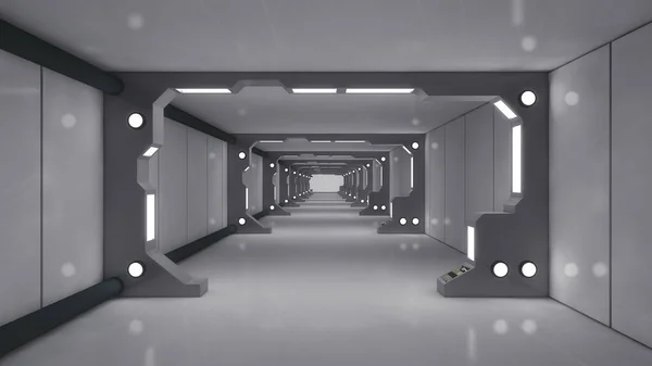 3D渲染 未来派科幻走廊 — 图库照片