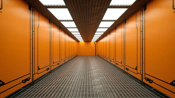 Weergave Futuristisch Ruimteschip Scifi Corridor Architectuur — Stockfoto