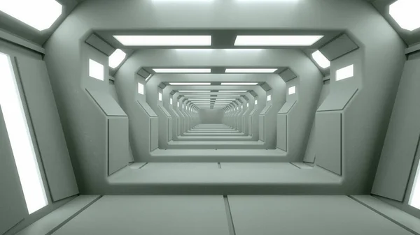 Render Futuristic Spaceship Scifi Corridor Architecture — Stock Photo, Image