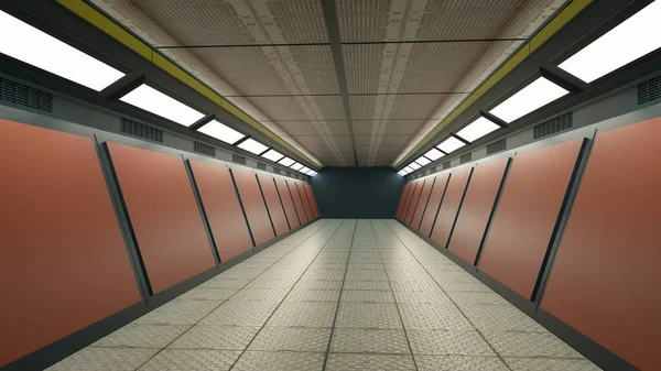 Weergave Futuristisch Ruimteschip Scifi Corridor Architectuur — Stockfoto