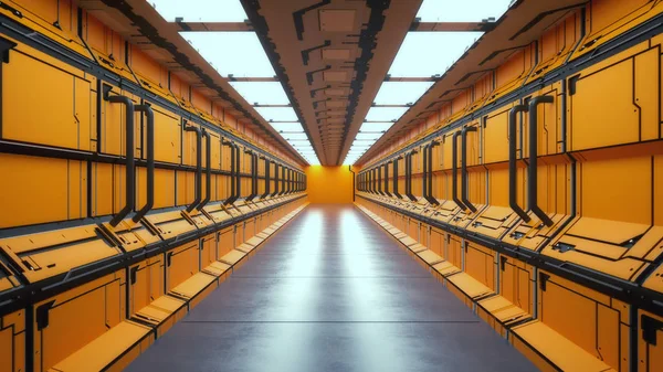 Weergave Futuristisch Ruimteschip Scifi Corridor Architectuur — Stockfoto