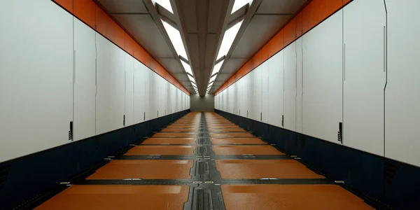 Weergave Futuristisch Ruimteschip Scifi Corridor Architectuur — Stockfoto