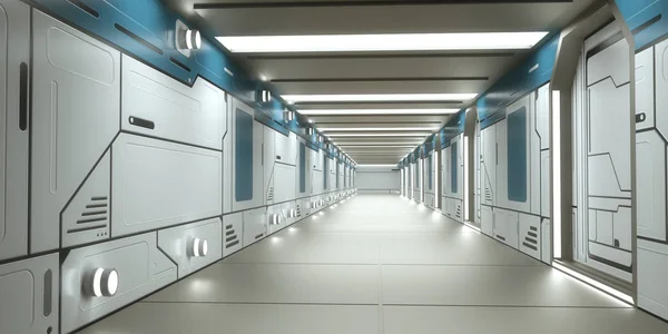 3D渲染 未来派宇宙飞船科幻走廊建筑 — 图库照片
