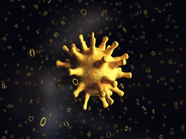 3 boyutlu görüntüleme. Coronavirus 3d konsept çizimi
