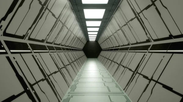 Render Futuristic Spaceship Scifi Corridor Architecture — Stock Photo, Image