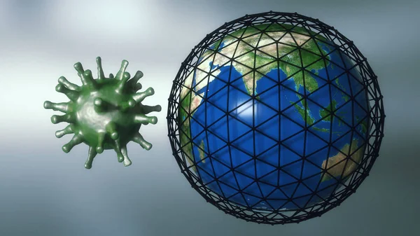 3Dレンダリング ウイルスと世界 — ストック写真