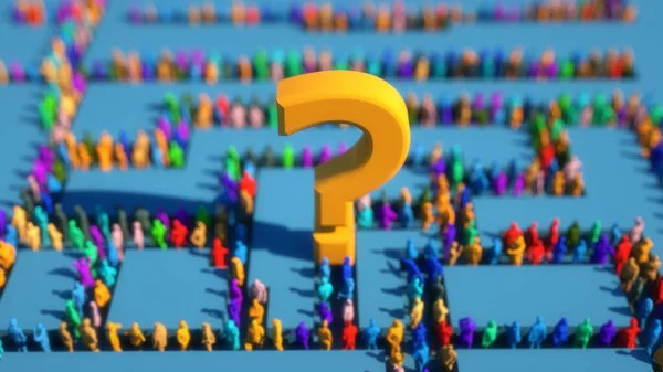 Render Crowd Colors Question Sign — Stock Photo, Image