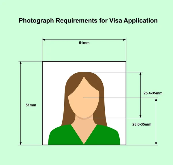 Visa photo exigences. Norme de photo correcte pour les pièces d'identité — Image vectorielle