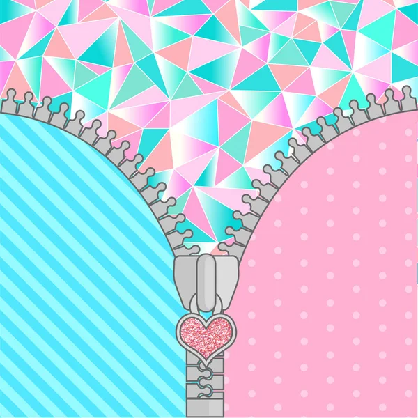 Cute lol doll background with open zipper . Birthday congratulation or