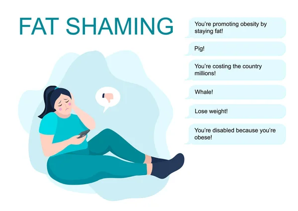 Fat Shaming Oder Body Shaming Situation Übergewichtige Kurvige Frauen Erhalten — Stockvektor