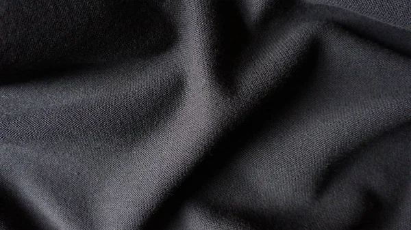 Black Rippled Cotton Woven Texture Background