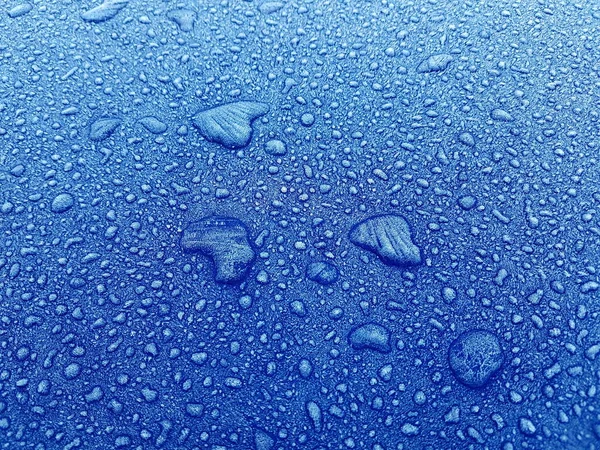 Shot Frozen Water Dew Droplets Frosted Metallic Car Roof — Stock Photo, Image