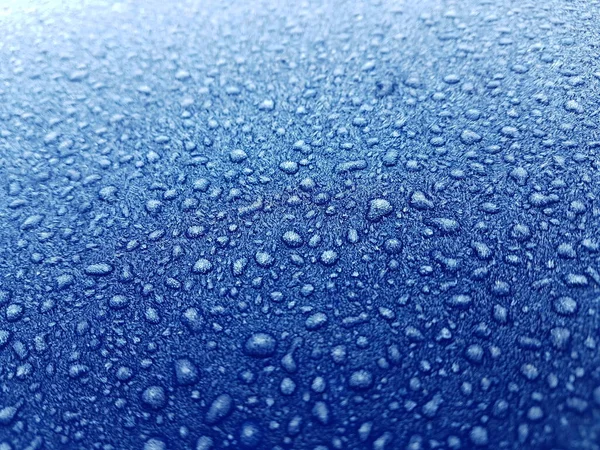 Shot Frozen Water Dew Droplets Frosted Metallic Car Roof — Stock Photo, Image