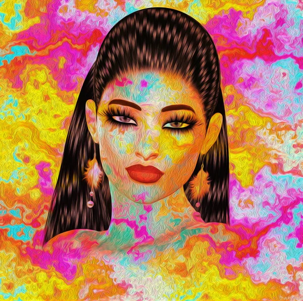 Colorida imagen de arte pop de la cara de la mujer . —  Fotos de Stock