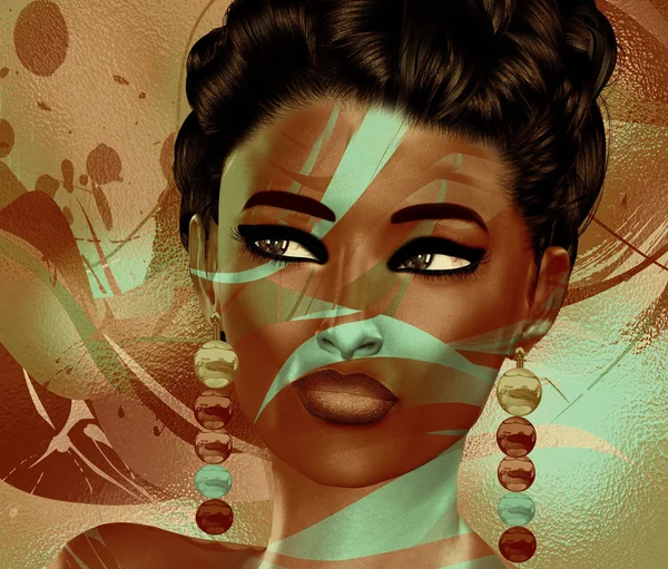 Image pop art colorée du visage d'une femme. Ceci est une image d'art numérique du visage d'une femme en gros plan dans le style pop art . — Photo