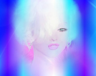 Renkli pop art resim kadının yüzü.