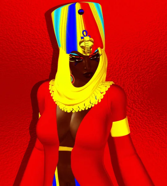 Mujer Egipcia Negra Princesa Faraón Reina Este Colorido Realista Moderno —  Fotos de Stock