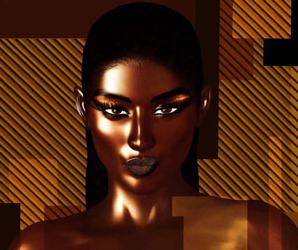 Preto Lindo Rosto Próximo Deslumbrante Uma Bela Mulher Negra Formato — Fotografia de Stock