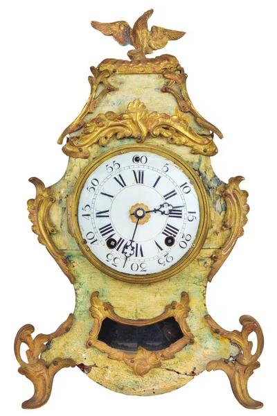 Authentic eigtheenth century weathered table clock isolated on w — 스톡 사진