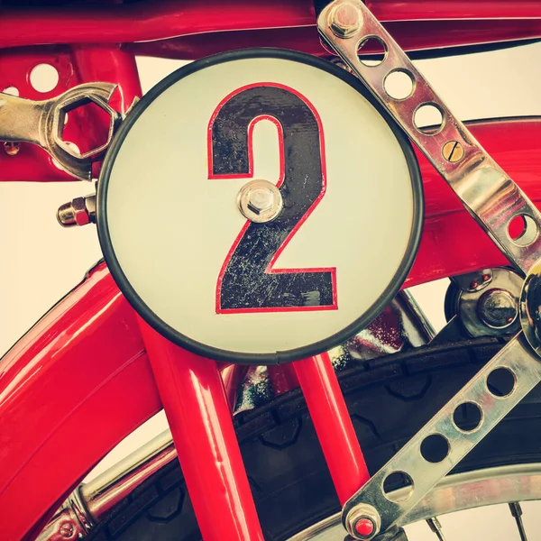 Retro Stylu Obraz Szczegół Silnika Odrestaurowanego Włoskiego Motocykla — Zdjęcie stockowe
