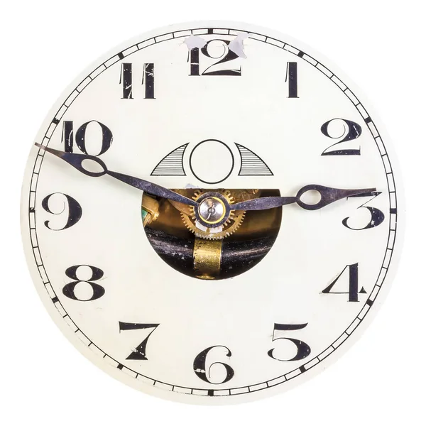 Starożytna Biała Sztuka Deco Zegar Twarz Izolowane Białym Tle — Zdjęcie stockowe
