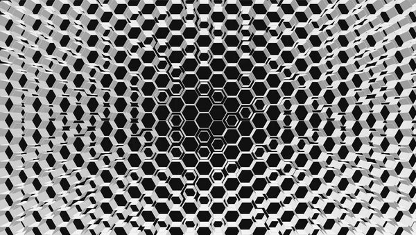 White 3D hexagon grid tech background, vector illustration — Stock Vector