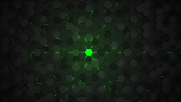 Зелений 3D шестикутний технічний фон, Векторні ілюстрації — стоковий вектор