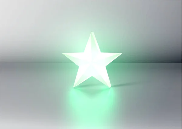 3D yıldız derecelendirmesi yeşil parlayan, esnaf vektör — Stok Vektör