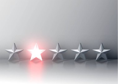 Parlak kırmızı 3d star rating, çizim vektör
