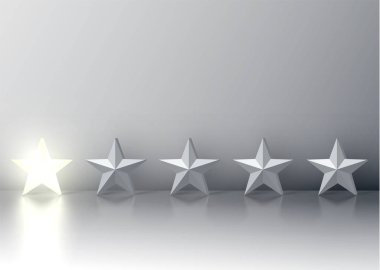 Bir yıldız rating ve parlak 3d yıldız, vektör çizim