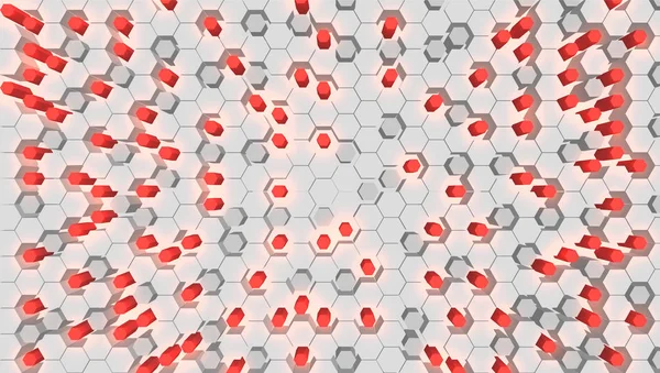 Red 3D hexagon tech background, vector illustration — Stock Vector