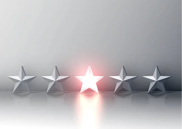 Brillante clasificación estrella roja 3D, ilustración vectorial — Vector de stock