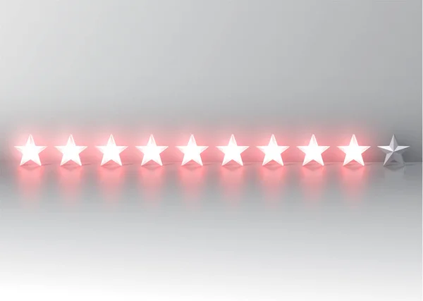 Brillante clasificación estrella roja 3D, ilustración vectorial — Vector de stock