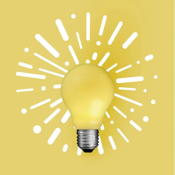 Realistic matte lightbulb with abstract background, vector illus — Stock Vector