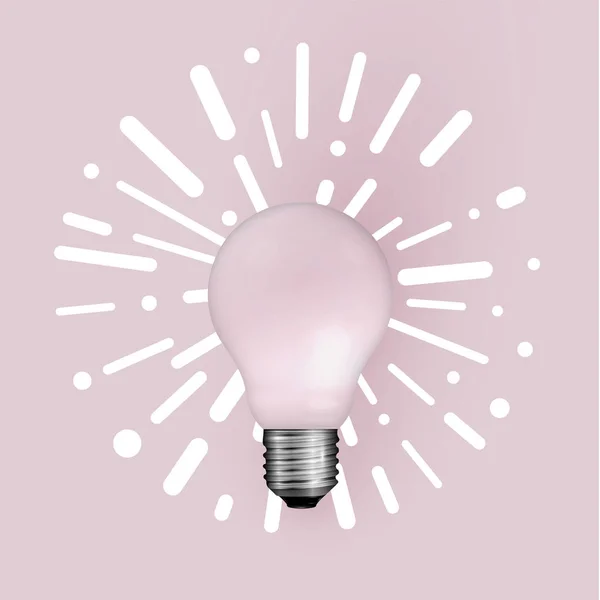 Realistic matte lightbulb with abstract background, vector illus — Stock Vector