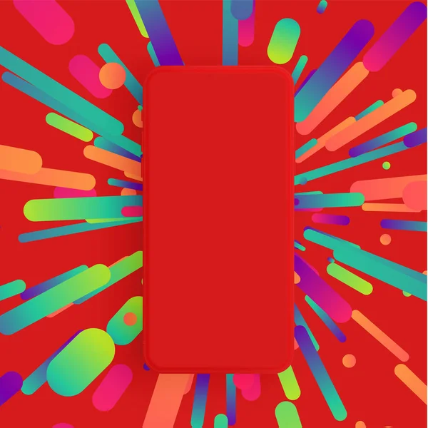 Realistische mat smartphone met kleurrijke achtergrond, vector illu — Stockvector