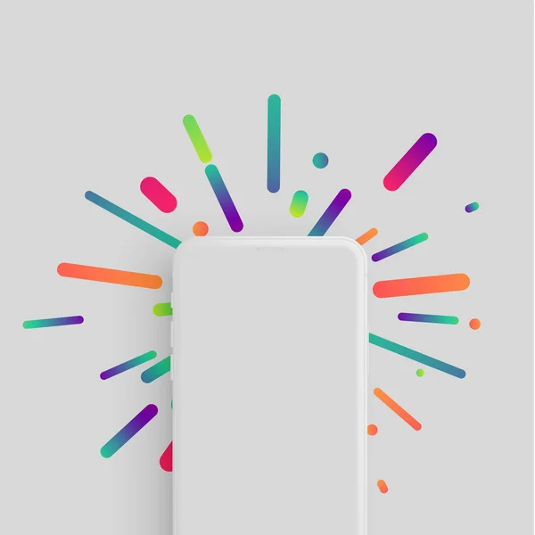 Smartphone realista mate con fondo colorido, vector illu — Vector de stock