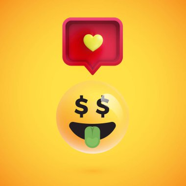 3d konuşma balonu ve bir kalp, vektör Hüseyin ile komik 3d ifade