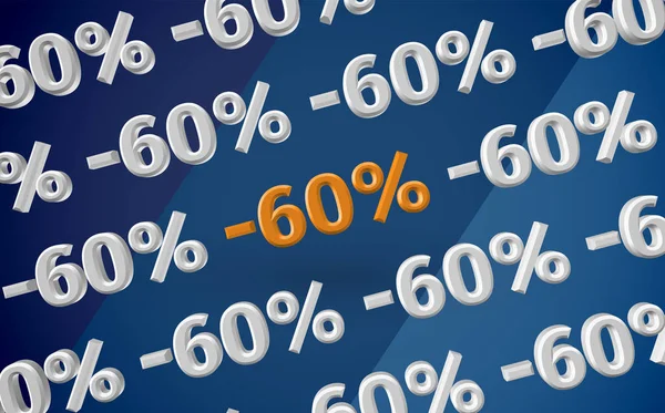 Illustrazione vendita 3D con percentuale, vettore — Vettoriale Stock