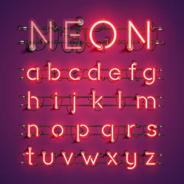 Realistyczne neon czcionki z drutów i konsoli, ilustracji wektorowych — Wektor stockowy