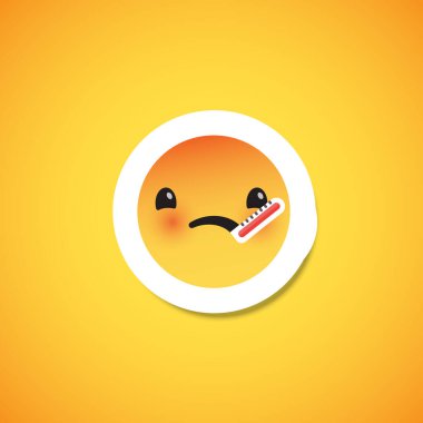 Sarı şirin ifade etiketi, vektör illüstrasyonu