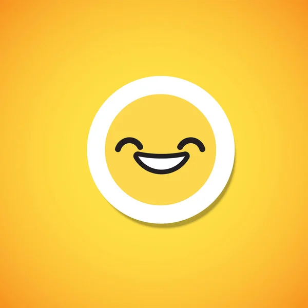Etiqueta engomada linda amarilla del emoticono, ilustración del vector — Vector de stock