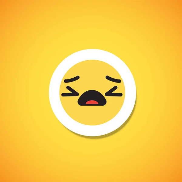 Yellow cute emoticon sticker, vector illustration — Stock Vector