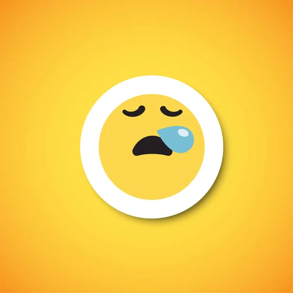 Gelber niedlicher Emoticon-Aufkleber, Vektorillustration — Stockvektor