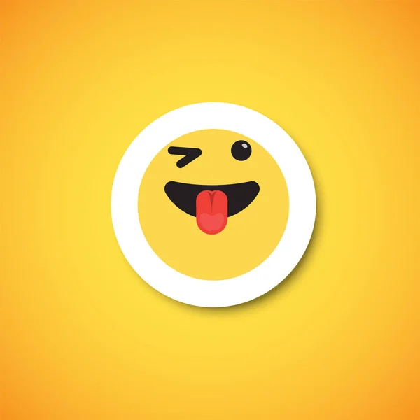 Adesivo emoticon carino giallo, illustrazione vettoriale — Vettoriale Stock