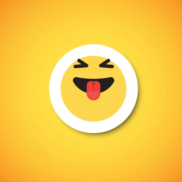 Yellow cute emoticon sticker, vector illustration — Stock Vector