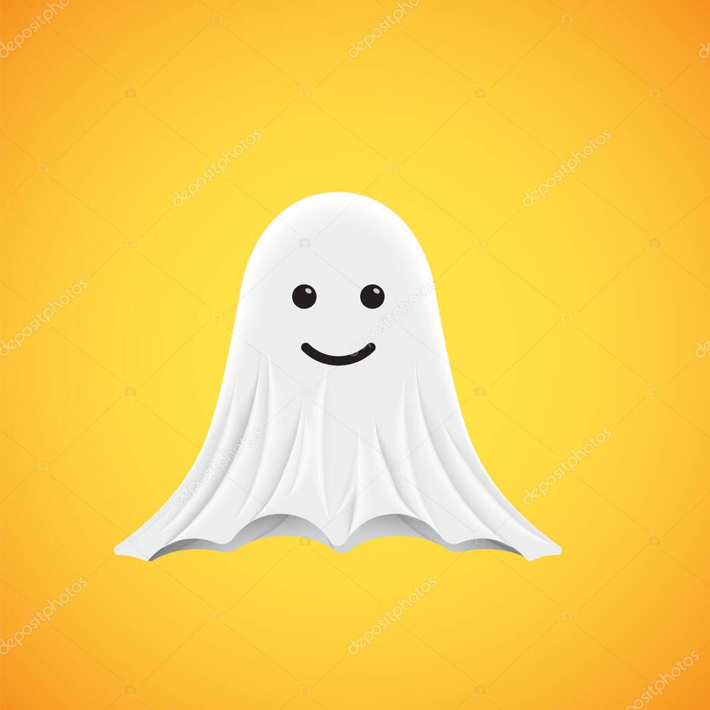 High-detailed cute ghost emoticon, vector illustration