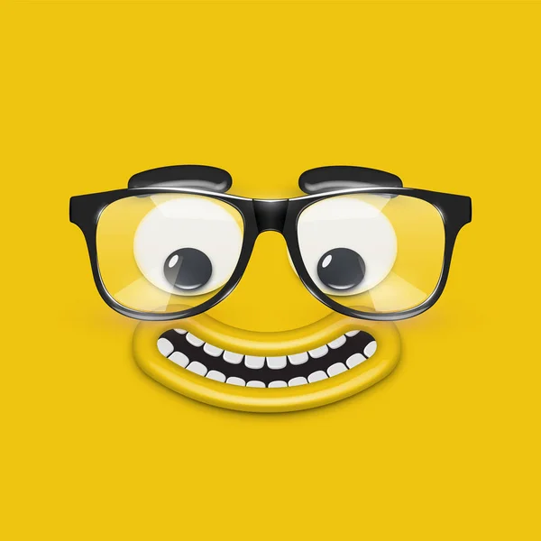 黄底带眼镜的可爱的表情，矢量 — 图库矢量图片