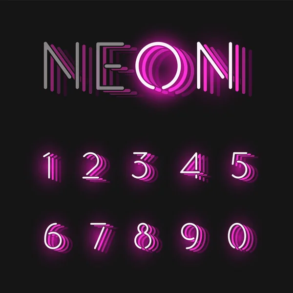 Ροζ νέον χαρακτήρα γραμματοσειρά που σε μαύρο φόντο με αντανάκλαση — Διανυσματικό Αρχείο